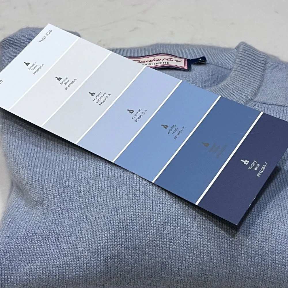 Eucidio Tucci Spain Mens Soft Blue Cashmere‎ Crewneck Sweater Size Medium READ